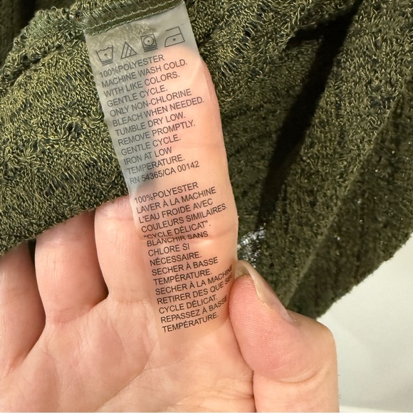 Olive Green Women's Open Knit Cardigan Size L - Picture 8 of 15